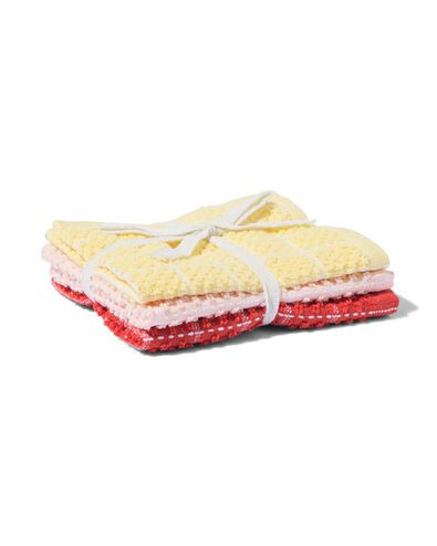 vaatdoekjes 30x30 katoen rood-roze-geel - 3 stuks