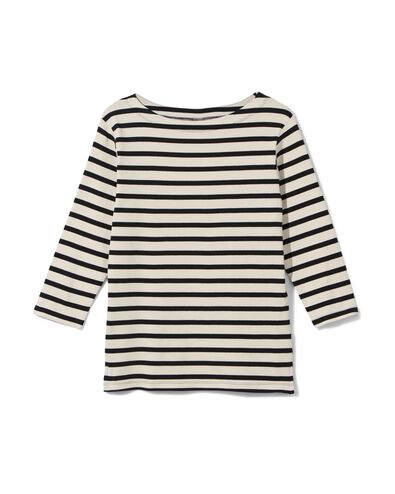 dames t-shirt Cara met boothals wit/zwart