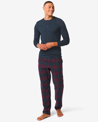 heren pyjama met ruiten jersey/flanel wijnrood