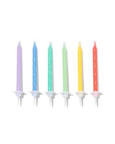 mini taartkaarsjes met houders regenboog - 24 stuks