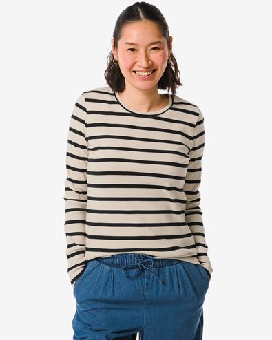 dames t-shirt Clara rib wit/zwart