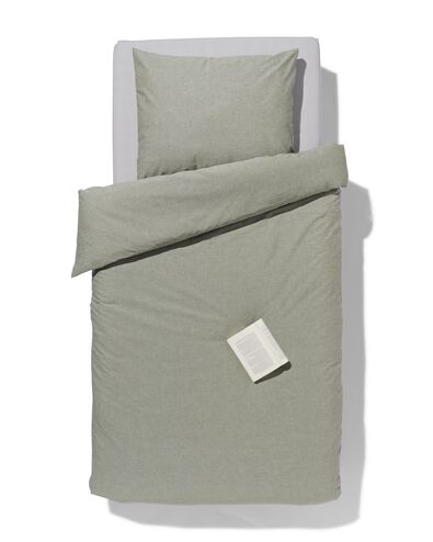 dekbedovertrek chambray katoen lichtgroen 140x200/220
