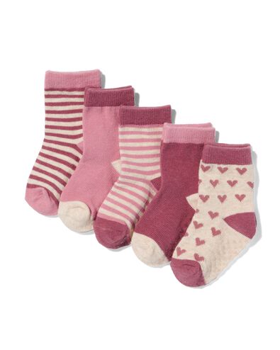 baby sokken met katoen - 5 paar roze