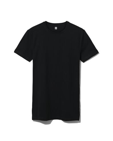 heren t-shirt regular fit o-hals extra lang - 2 stuks zwart