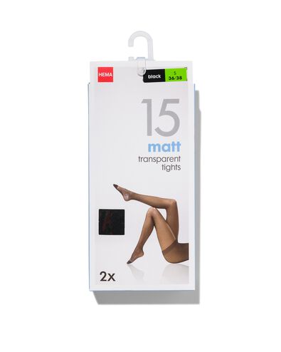 2-pak mat pantys 15 denier zwart