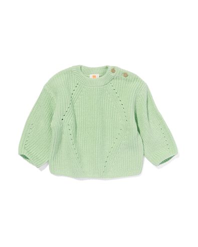 gebreide babytrui met ajour mintgroen