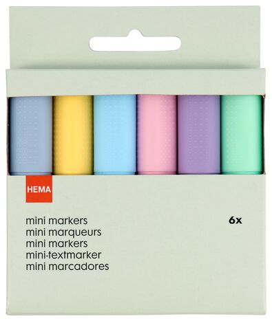 mini markers pastel - 6 stuks