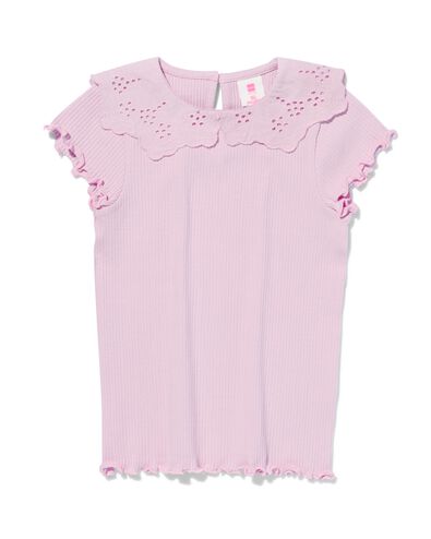 kinder t-shirt met ajour kraag paars