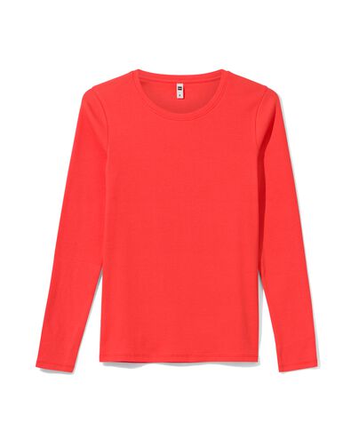 dames t-shirt Clara rib koraal