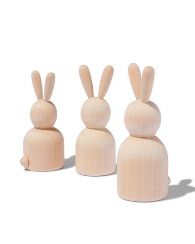 houten konijnen - 3 stuks
