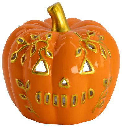 sfeerlichthouder &Oslash;13x13 pompoen aardewerk Halloween