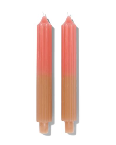 huishoudkaarsen met ribbels &Oslash;3.5x25 naturel/roze - 2 stuks