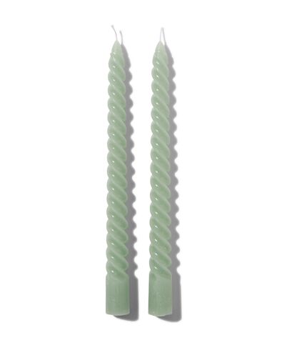 lange huishoudkaarsen met twist &Oslash;2x25 lichtgroen - 2 stuks