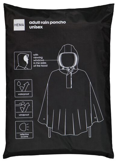 regenponcho met kijkvenster voor volwassen opvouwbaar zwart