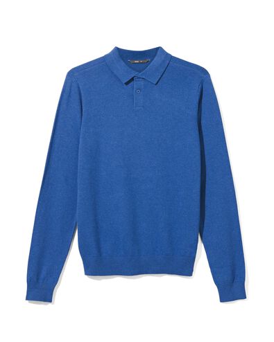 heren polo gebreid blauw