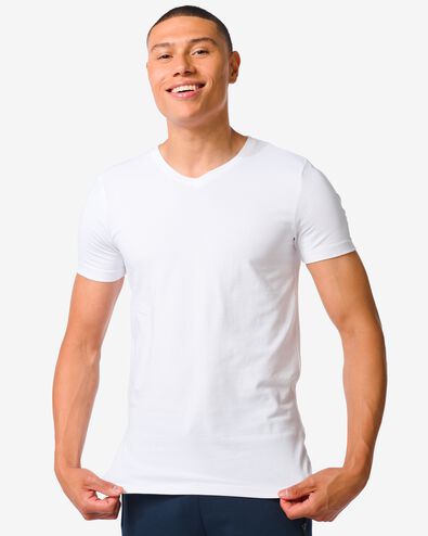 heren t-shirt slim fit v-hals wit