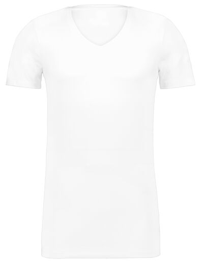 heren t-shirt slim fit diepe v-hals extra lang wit
