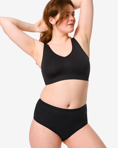 dames tailleslips stretch katoen - 2 stuks zwart