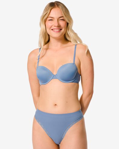 damesstring naadloos rib blauw