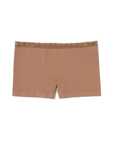 dames shortie naadloos met kant middenbruin