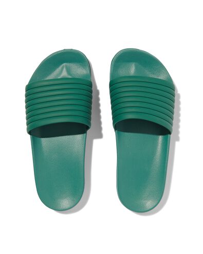 kinder badslippers met ribbelband legergroen