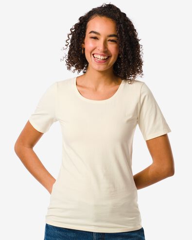 dames t-shirt o-hals korte mouw gebroken wit