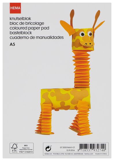 knutselblok A5 gekleurd papier