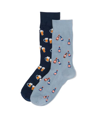 heren sokken met katoen - 2 paar donkerblauw
