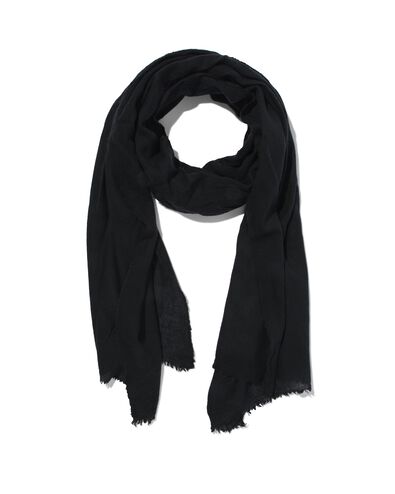 dames sjaal met wol 200x60 zwart