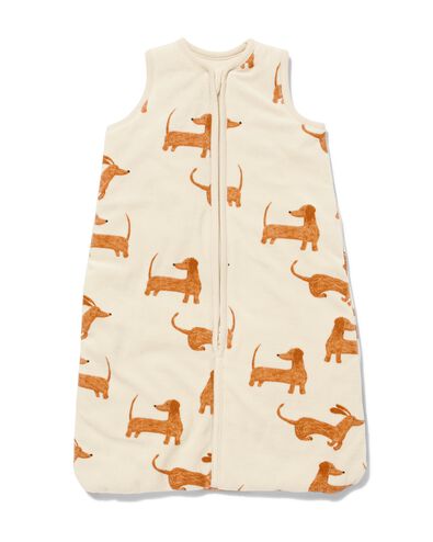 baby slaapzak mouwloos padded velvet teckels gebroken wit