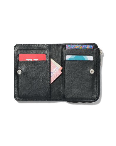 ritsportemonnee zwart leer RFID 8.x11.5