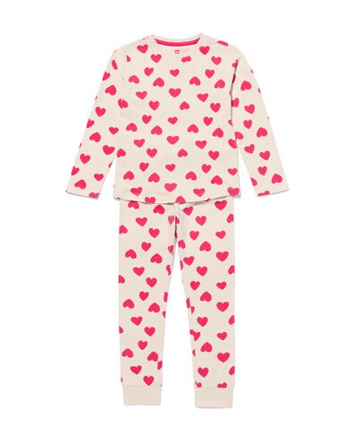 kinder pyjama stretch katoen hartjes beige