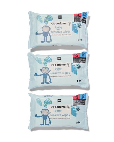 baby lotiondoekjes zonder parfum - 3x63 stuks