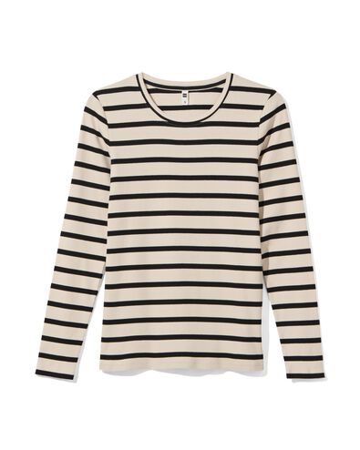 dames t-shirt Clara rib wit/zwart