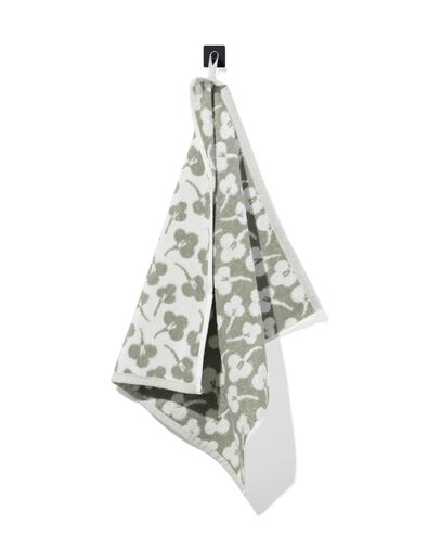 keukendoek 50x50 katoen grijsgroen viooltjes