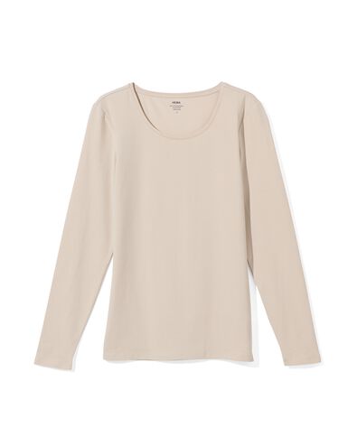 dames shirt o-hals lange mouw zand