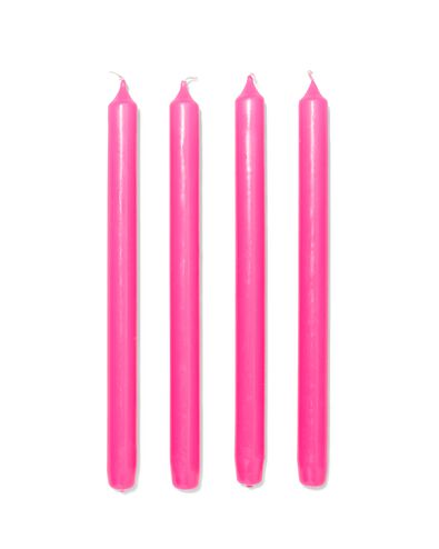lange huishoudkaarsen &Oslash;2.2x29 fluor roze - 12 stuks