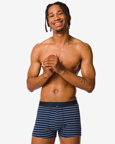 korte heren boxers katoen stretch grafisch - 3 stuks donkerblauw