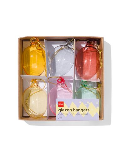 glazen hangers eieren - 6 stuks