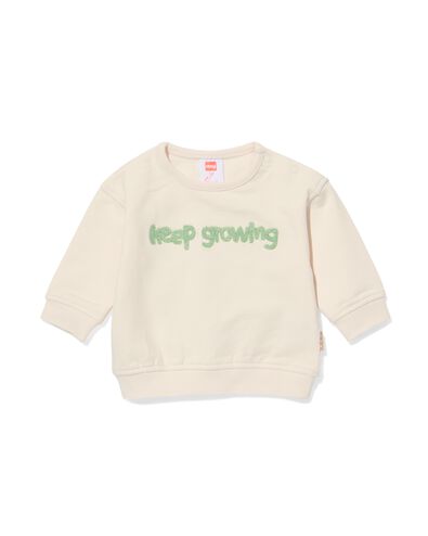 newborn sweater biologisch katoen met badstof tekst ecru