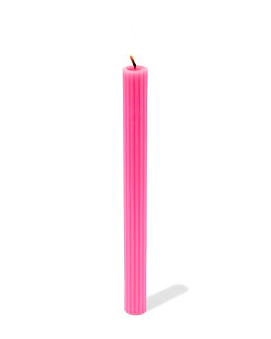 lange huishoudkaars met ribbels &Oslash;2x24 fluor roze