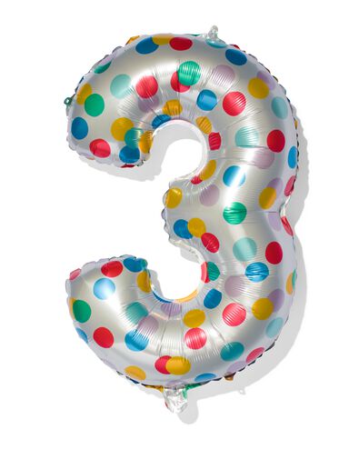 folieballon met confetti XL cijfer 3