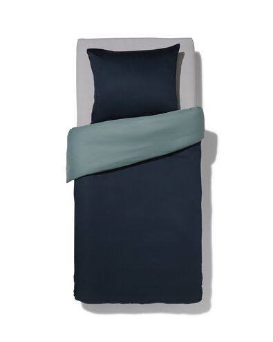 dekbedovertrek satijn 140x200/220 effen blauw/grijs