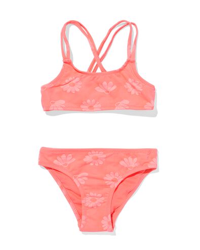 kinder bikini met jacquard bloemen koraal