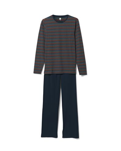 heren pyjama met strepen katoen donkerblauw