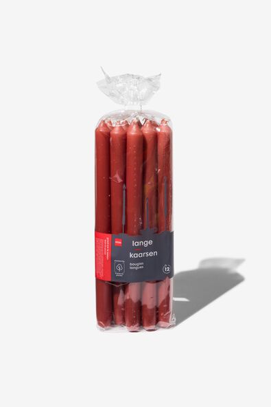 lange huishoudkaarsen &Oslash;2.2x29 steenrood - 12 stuks
