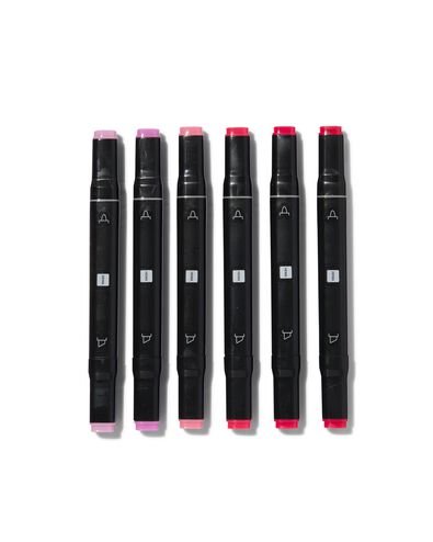 twin tip markers rood-roze - 6 stuks