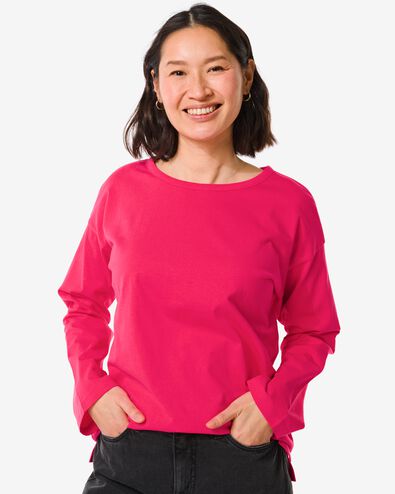 dames t-shirt Daisy donkerroze
