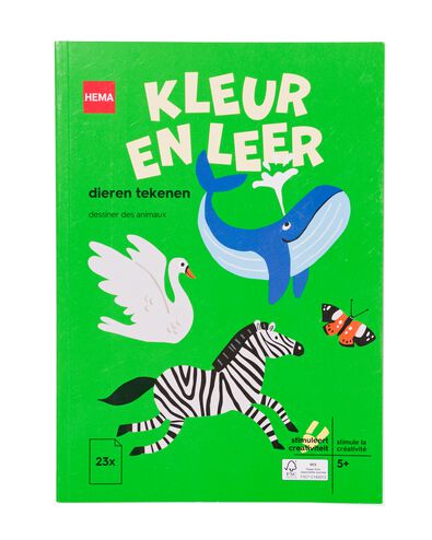 kleur en leerboek dieren tekenen 5+