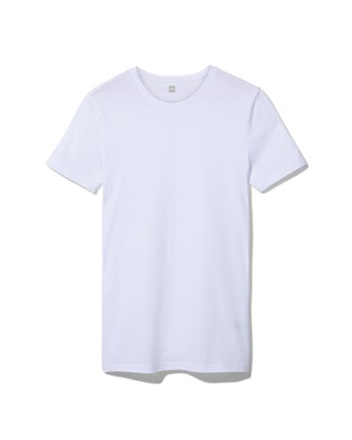 heren t-shirt regular fit o-hals extra lang - 2 stuks wit